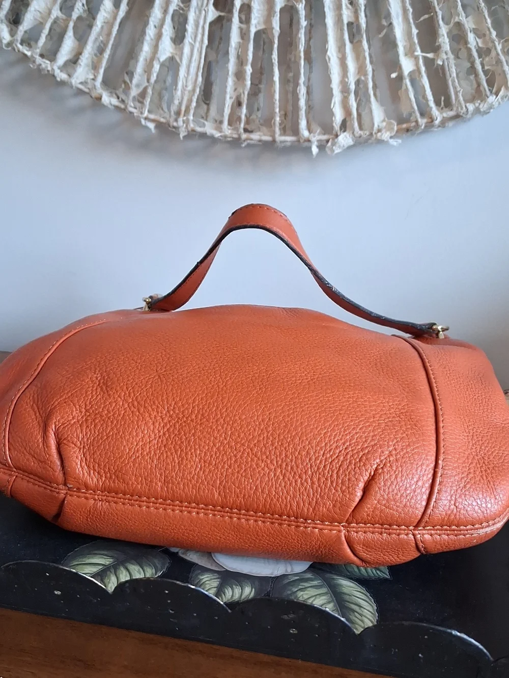 Michael Kors Orange Pebbled Leather Convertible Hobo Bag